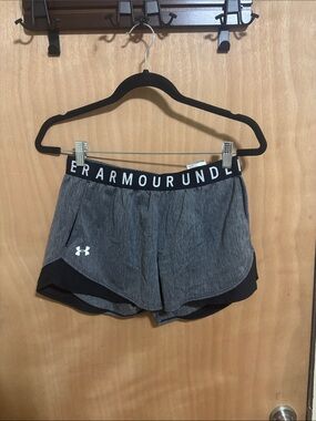 Under Armour Gray Athletic Shorts with Logo Waistband